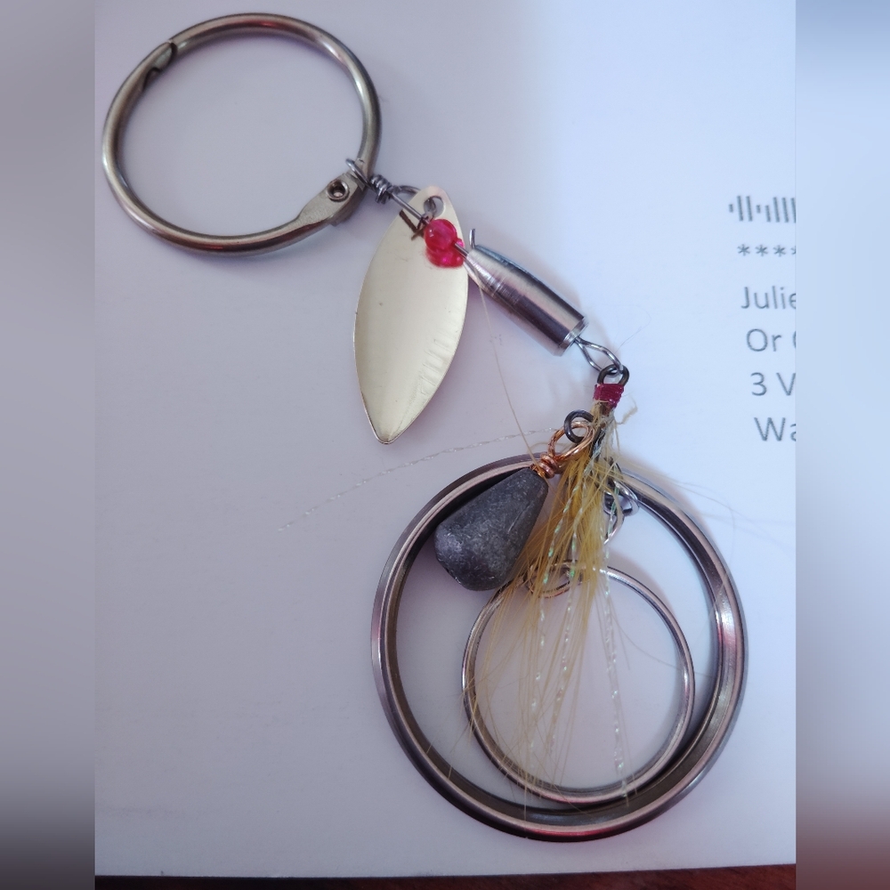 Handcrafted Colorful Fishing Lure Keychain Handmade Double Key Ring